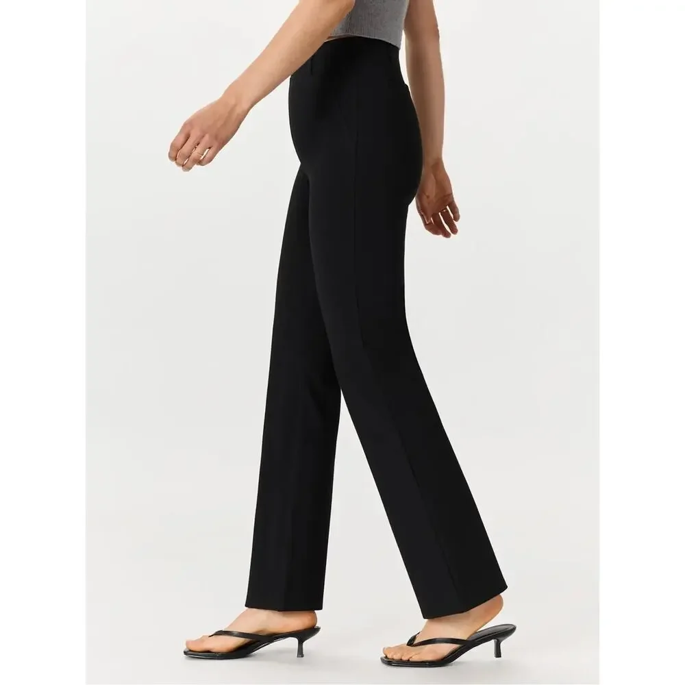 NEW Quince Ultra Stretch Ponte Bootcut Pants Medium Petite 30 Black Pull On NWT